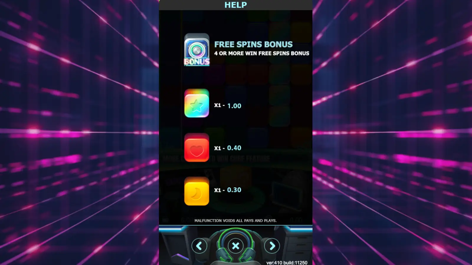 Cyber Cube Slot Symbols and Paytable